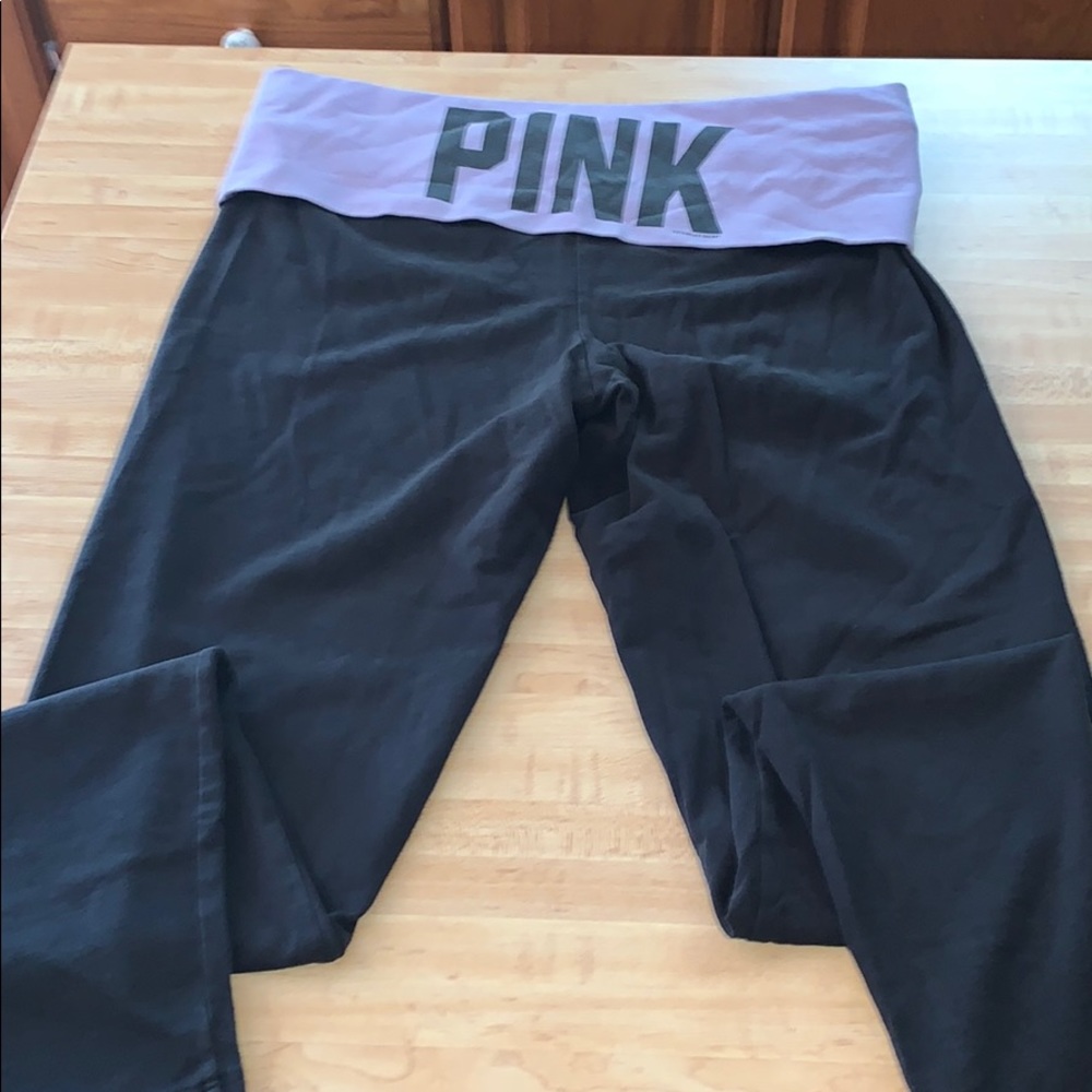 VS PINK Leggings w/ Purple Folded over Waistband